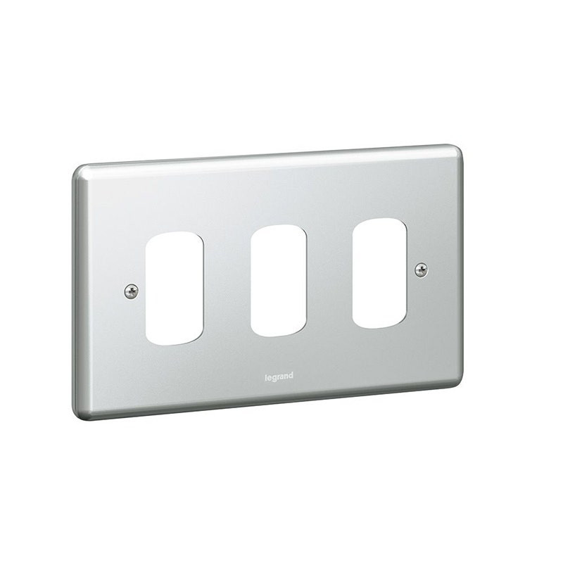 LEGRAND - Front Plate Synergy, for 3 Grid Modules, 2 Gang, Metalclad