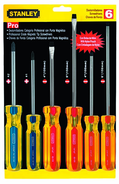 STANLEY, Pro Screw Driver 6 Pcs/Set With Pvc Bag