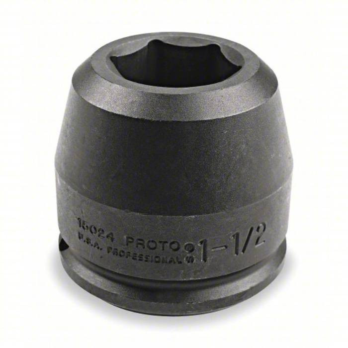 Impact Socket, 1 1/2 inch Drive Size, 1 13/16 inch Socket Size, 6-Point, Standard, Black Oxide