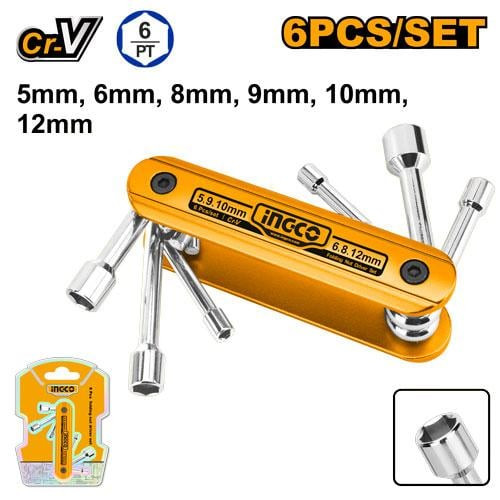 6pcs Folding Nut Driver 5-12 mmطقم بيبة لقم ميدالية 6 قطع