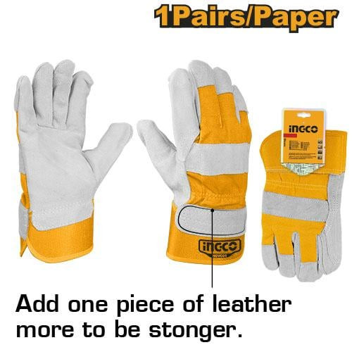 Leather Gloves 10.5″ leather/cotton قفازات عمل جلدية للسلامة 10.5 بوصة