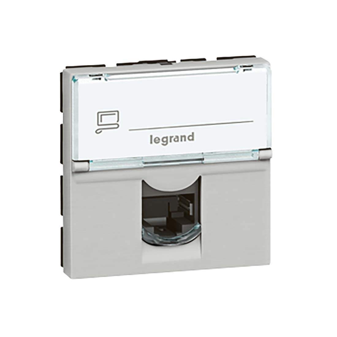 LEGRAND - RJ 45 Socket Mosaic, Category 6A Stp, 2 Modules, Aluminum