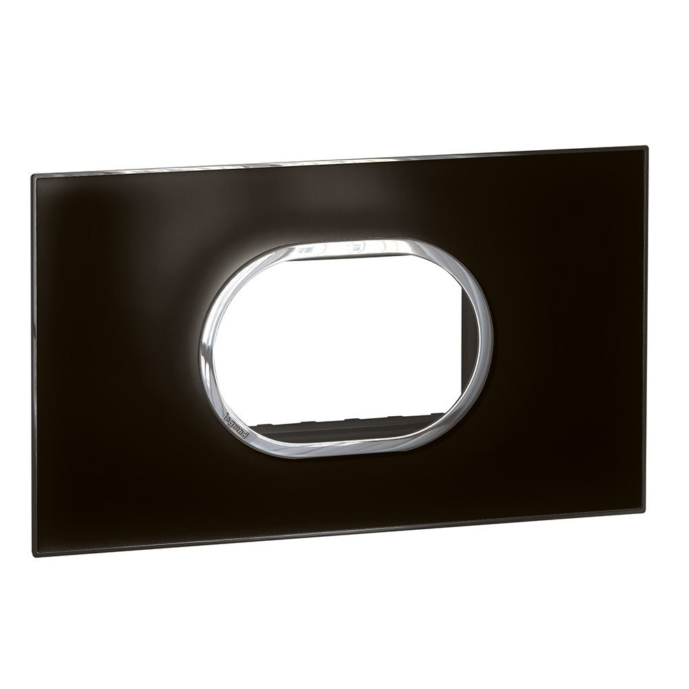 LEGRAND - Plate Arteor, British Standard, Round, 3 Modules, Mirror Black