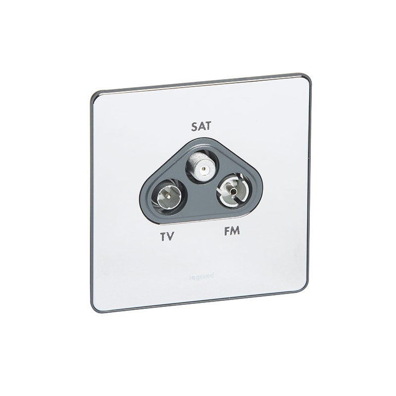 LEGRAND - Screened TV-R-SAT Socket Synergy Sleek, Polished Stainless Steel