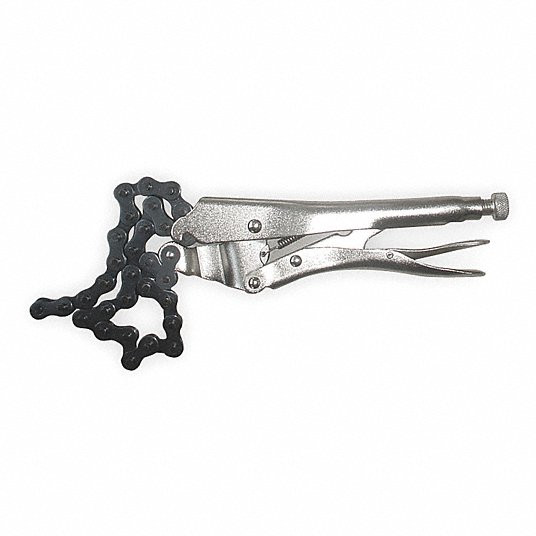 Locking Chain Clamp, 3 3/8 inch Max. Opening, 1 1/4 inch Throat Dp, 9 inch Nominal Clamp Size