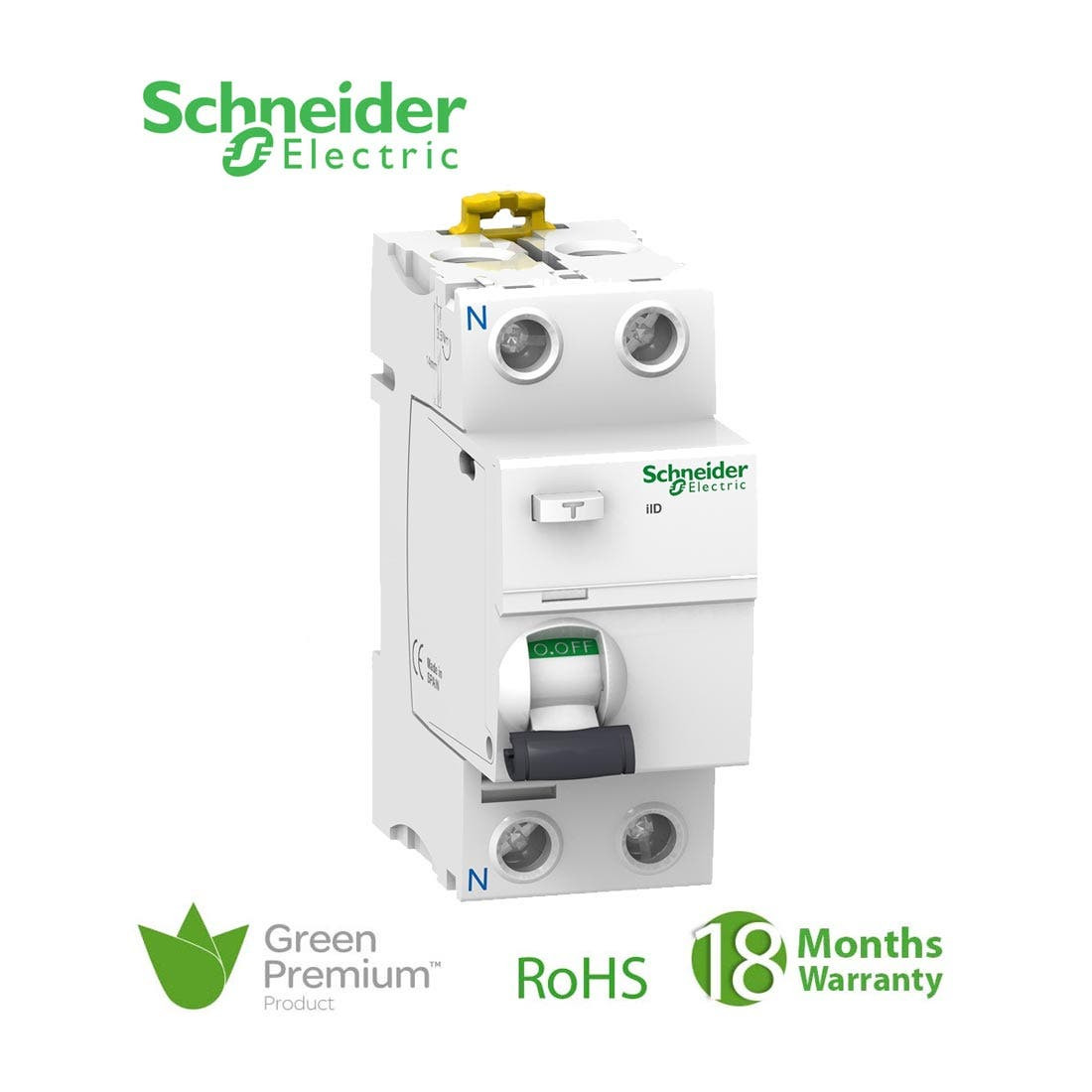 SCHNEIDER - RCCB Breaker, Acti9 iID, 2P, 40A, 300mA, Type AC