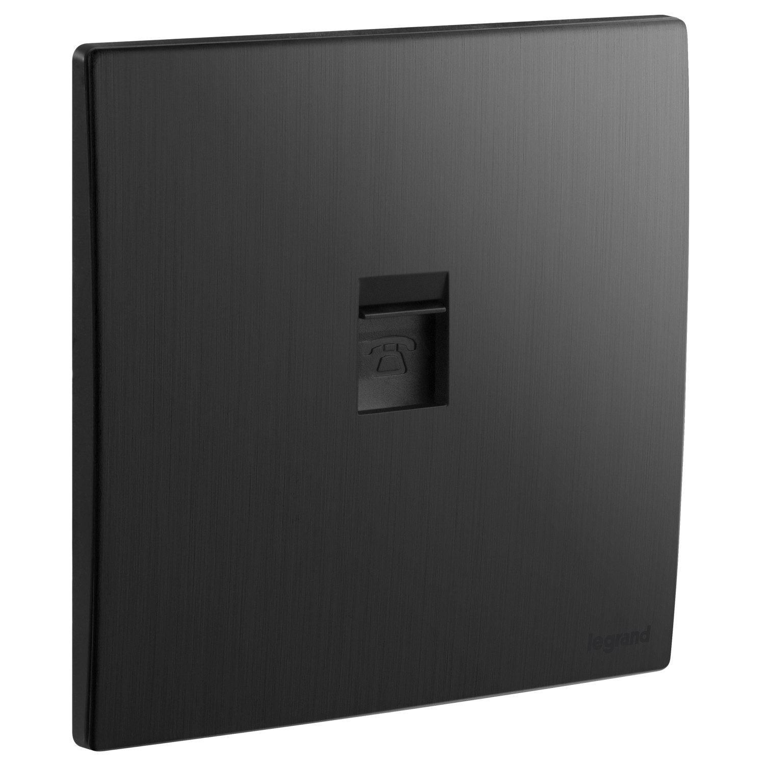 LEGRAND - Telephone Socket Mallia, RJ 11, 4 Contacts, Brushed Black