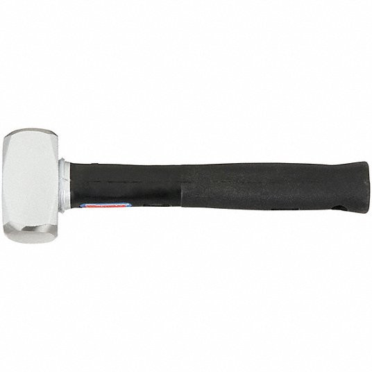 Steel Drilling Hammer, Steel Handle, 3 lb Head Weight, 1 5/8 inch Dia, 12 inch Overall Length, Round Shape