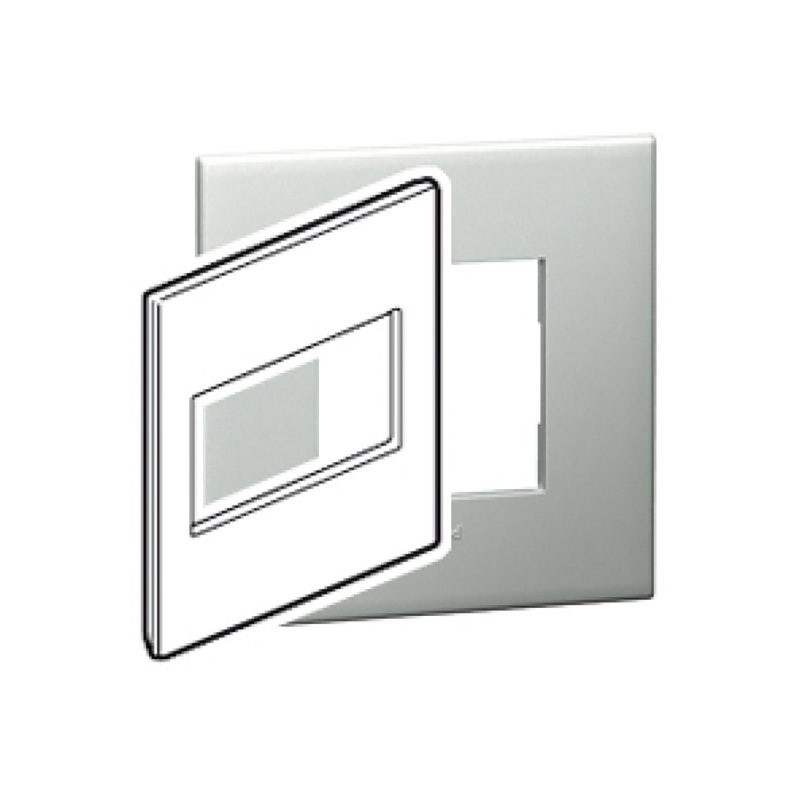 LEGRAND - Plate Arteor, US, 4 Modules, Square, 4''x4'', Pearl Aluminium