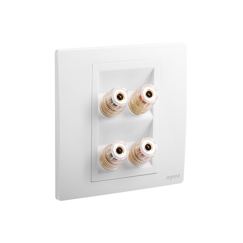 LEGRAND - Single Loudspeaker Socket Outlet Mallia Senses, 2 Gang, Matt White