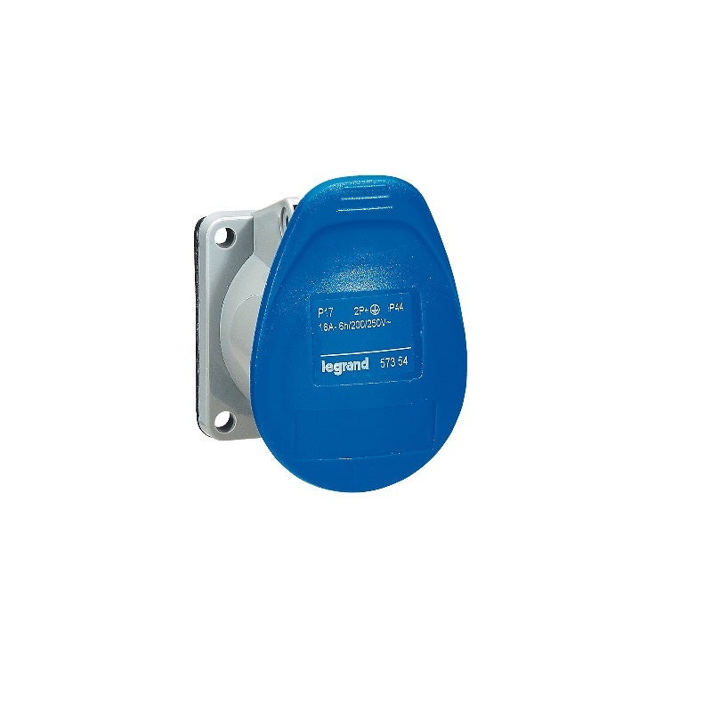 LEGRAND - Panel Mounting Socket P17, IP44, Straight Outlet, 200/250 V~, 16 A, 2P+E