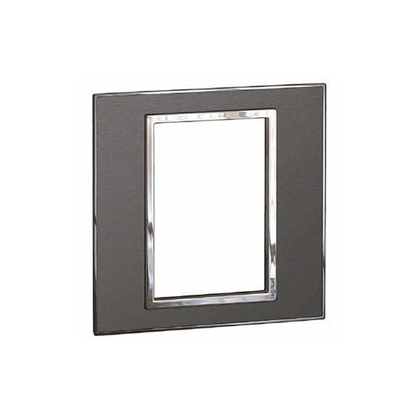 LEGRAND - Plate Arteor, BS, 1 Gang, Square, 3 Modules, Brushed Metal Black