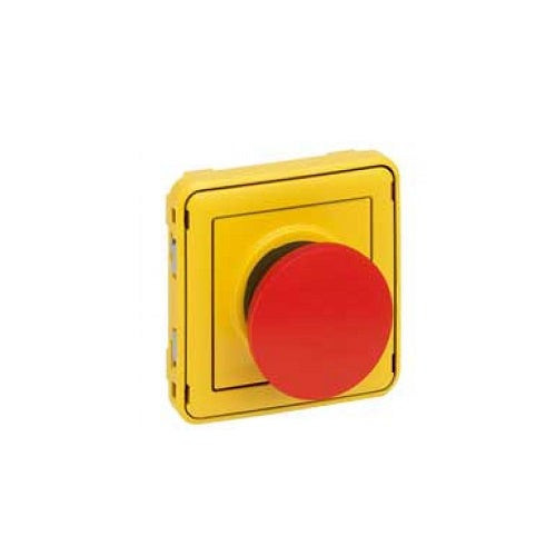LEGRAND - Emergency Stop Button Plexo IP55, 1P, 1 N/C Contact- Modular, Grey/Yellow
