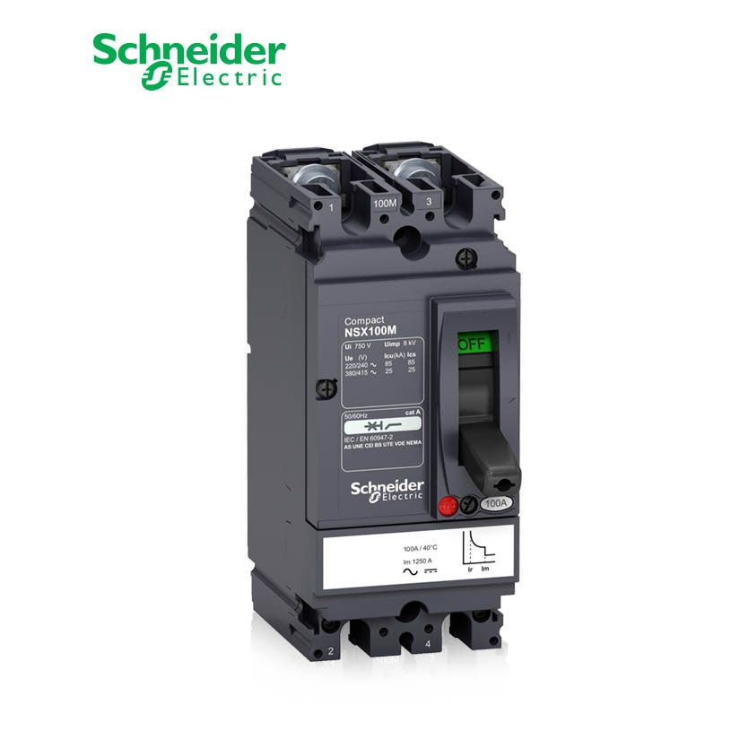 شنايدر - قاطع رئيسي 63 أمبير - ComPact NSX100M AC/DC, 2P 2d, 25kA at 415 VAC, TMD Trip Unit 63A