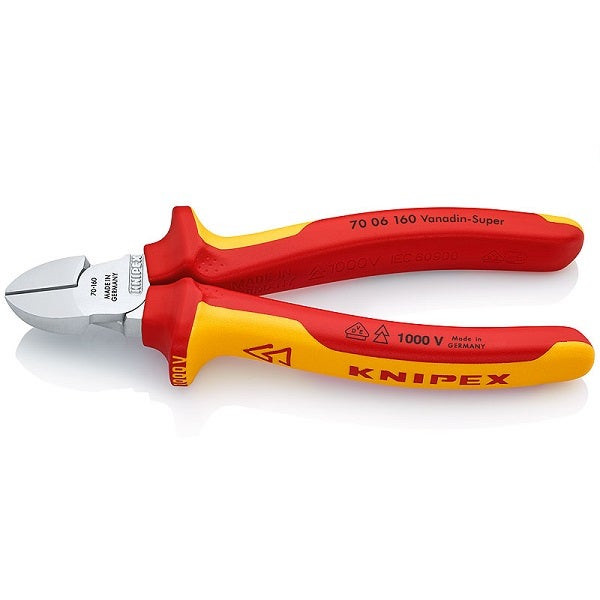 KNIPEX - Diagonal Cutter, Insulated, VDE, Chrome Plated, 160 mm