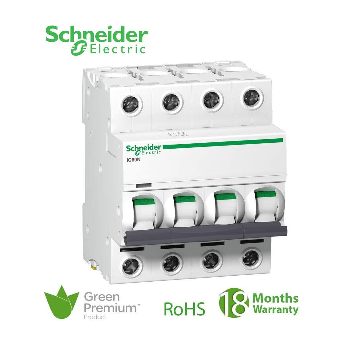 SCHNEIDER - MCB Breaker, Acti9 iC60N, 4P, 10A, C curve 