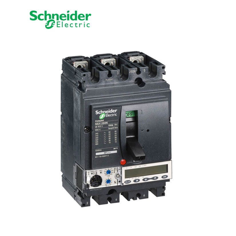شنايدر - قاطع رئيسي 250 أمبير - ComPact NSX250N, 50kA at 415 VAC, MicroLogic 5.2 A Trip Unit 250A, 3P 3d