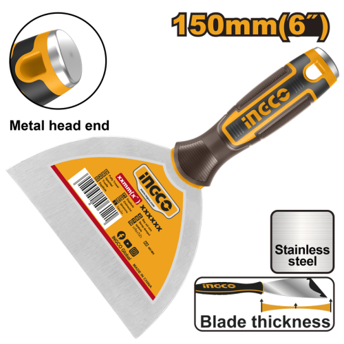 Putty Trowel Stainless with Soft Grip Handle 150mm 6" سكين معجون 150 ملم 6 بوصة