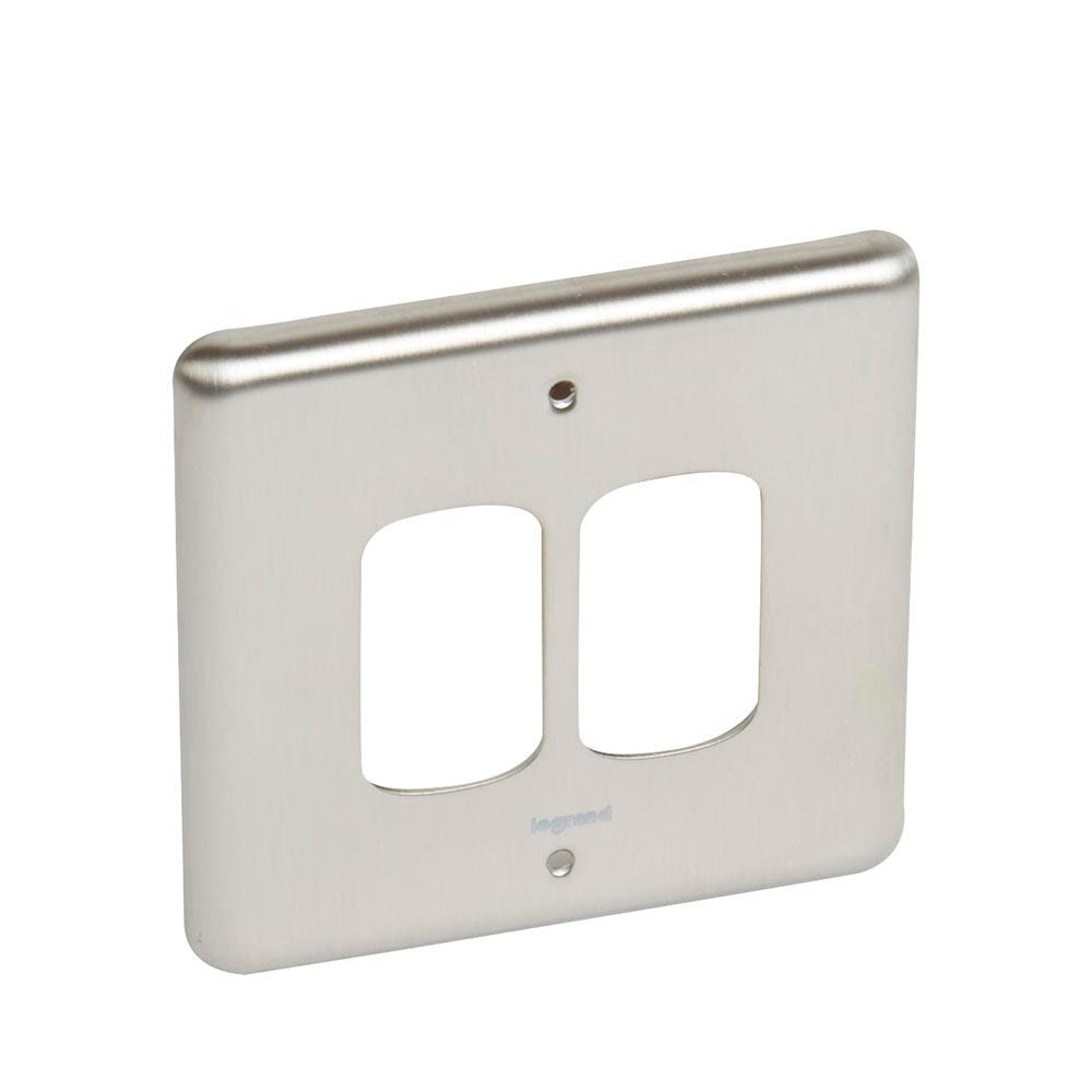 LEGRAND - Front Plate Synergy, for 2 Grid Modules, 1 Gang, Authentic Brushed Stainless Steel