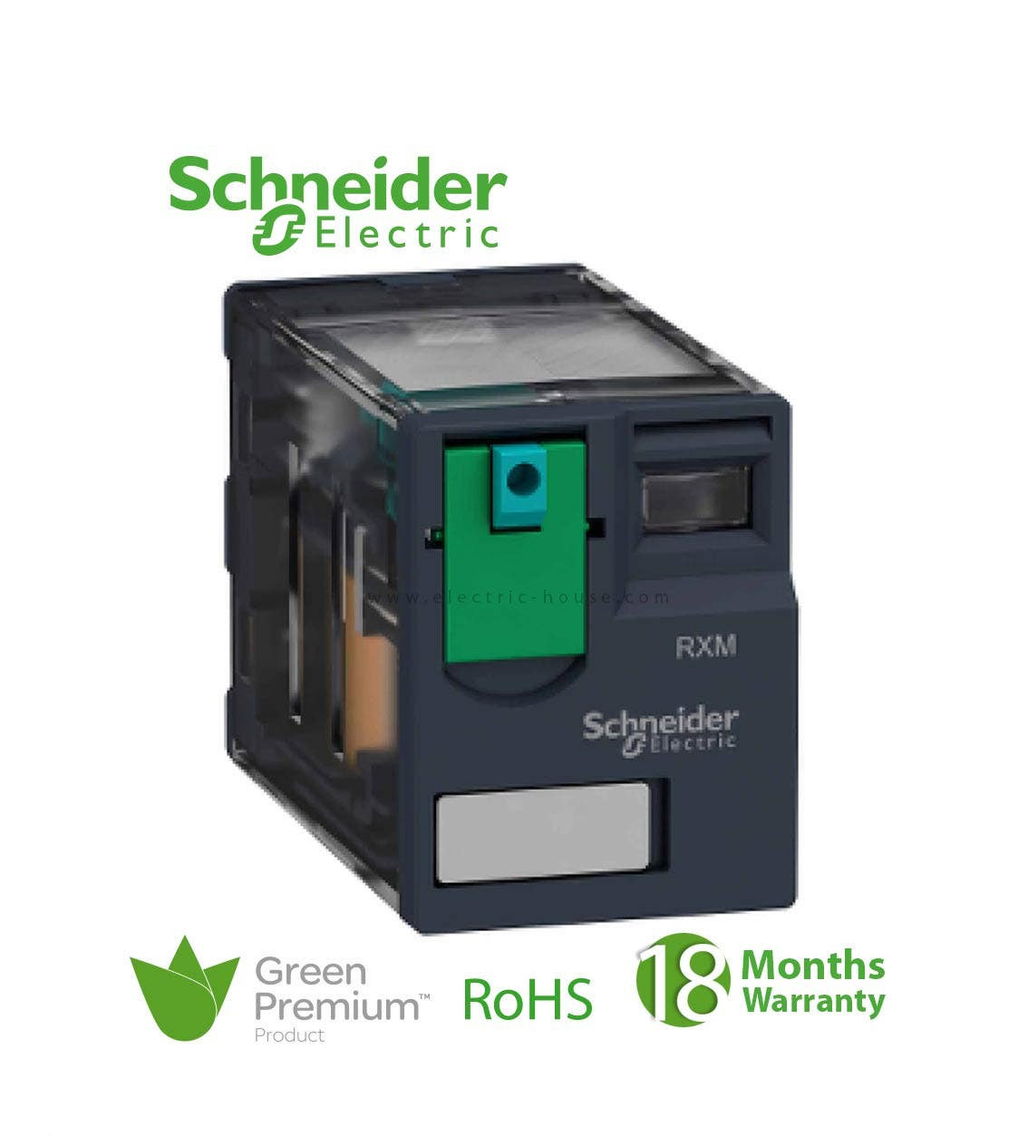 SCHNEIDER - Miniature Plug-In Relay, Zelio RXM 4 C/O 12 V DC 6 A