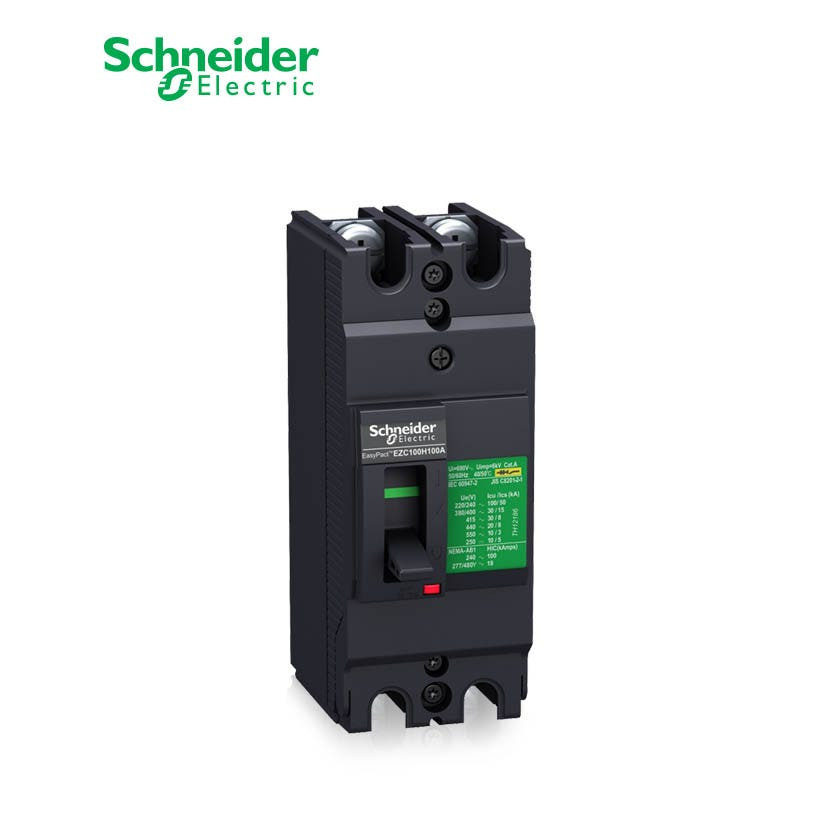 SCHNEIDER - MCCB Breaker, EasyPact EZC100H, 2P, 100A, 50kA 220/240V, TMD Trip Unit