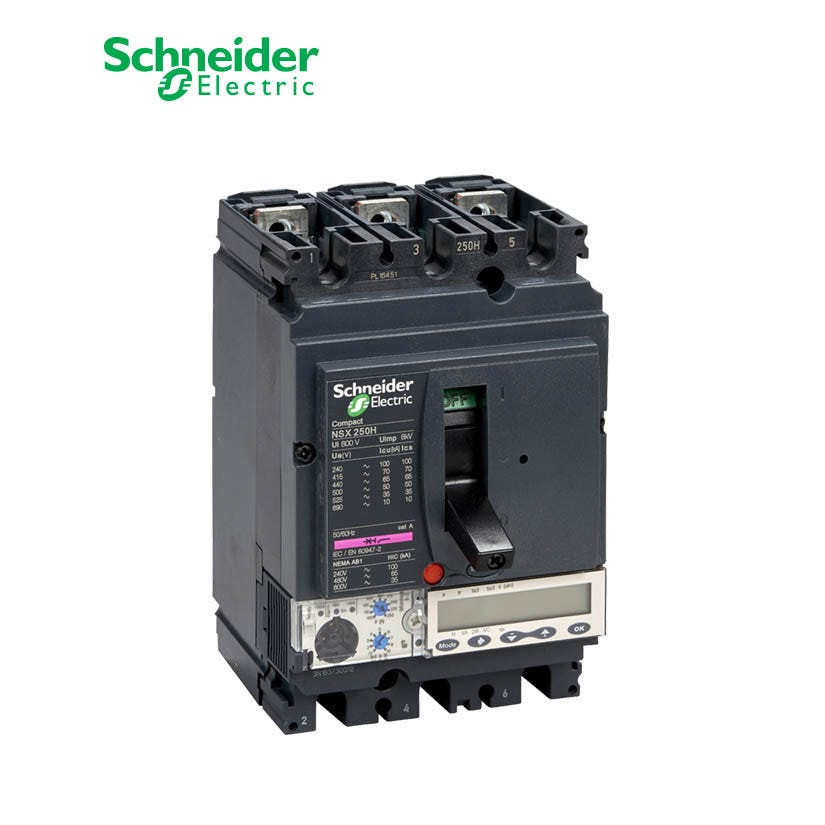 شنايدر - قاطع رئيسي 160 أمبير - ComPact NSX250N, 50kA at 415 VAC, MicroLogic 5.2 A Trip Unit 160A, 3P 3d