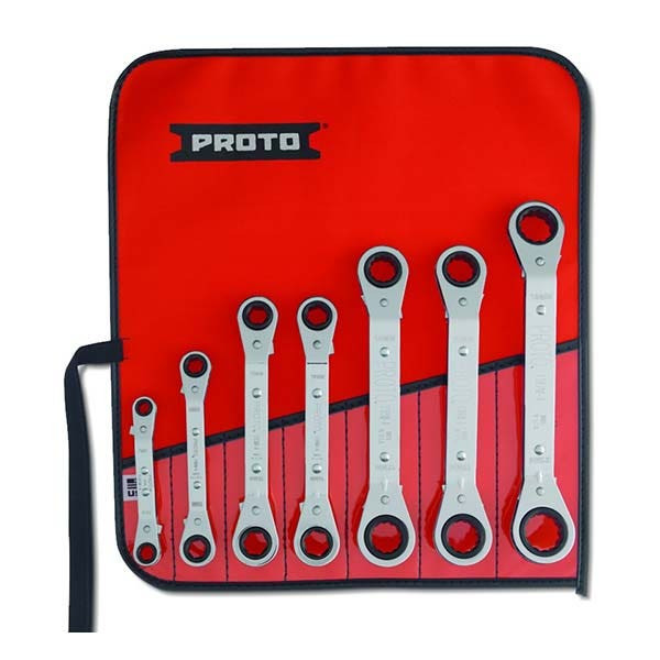 PROTO - Offset Reversible Ratcheting Box Wrench Set, 7 Pieces, 6 and 12 Point
