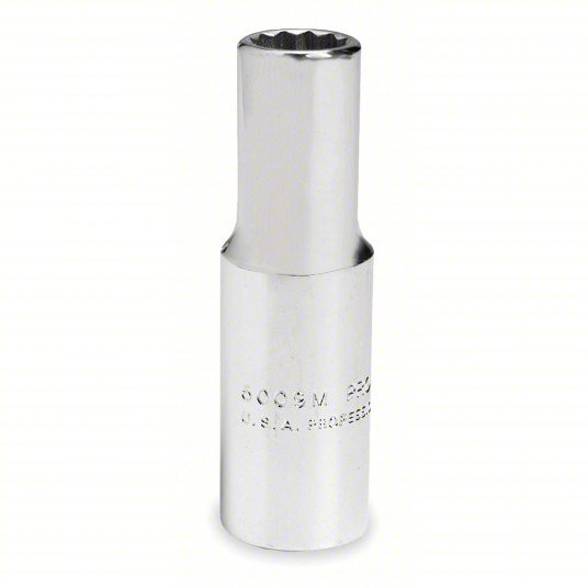 Socket, 3/8 inch Drive Size, 1 inch Socket Size, 12-Point, Alloy Steel, Deep, Chrome Finish
