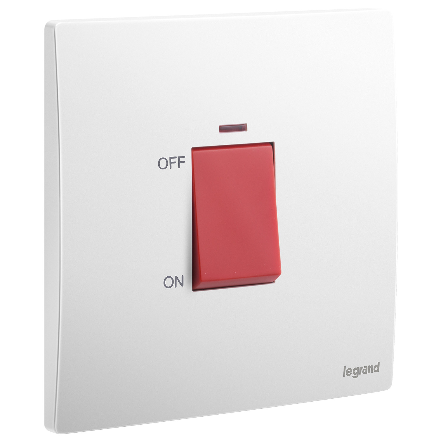 LEGRAND - Double Pole Switch Mallia, 1 Gang, 1 Way with LED Indicator, 45 A, 250 V~, Matt White