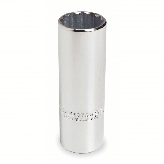 Socket, 1/2 inch Drive Size, 17 mm Socket Size, 12-Point, Alloy Steel, Deep, Chrome Finish