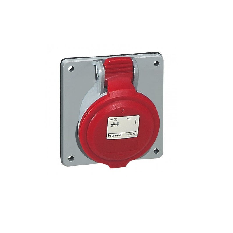 LEGRAND - Panel Mounting Socket P17, Inclined Outlet, IP44, 380/415 V~, 32 A, 3P+E