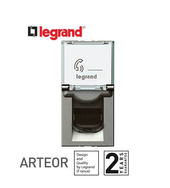 LEGRAND - Telephone Socket Arteor, RJ11, 4 Contacts, 1 Module, Magnesium