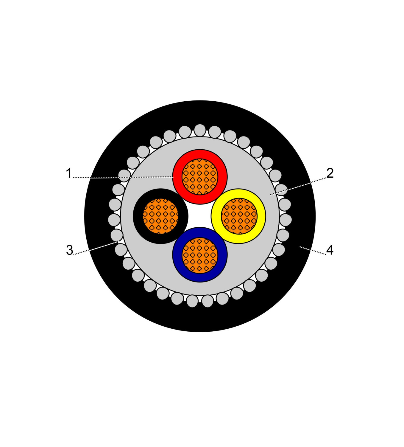BAHRA CABLES - Power Cable Low Voltage, XLPE Copper SWA, 4x4mm, 600/1000V, Black - RM IEC 60502-1 FR-IEC 60332-1