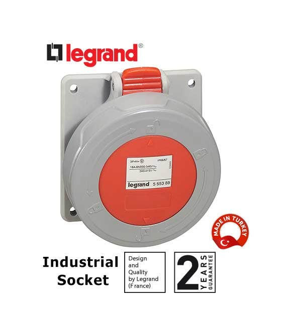 LEGRAND - Panel Mounting Socket P17, IP66/67, 380/415 V~, 32 A, 3P+N+E