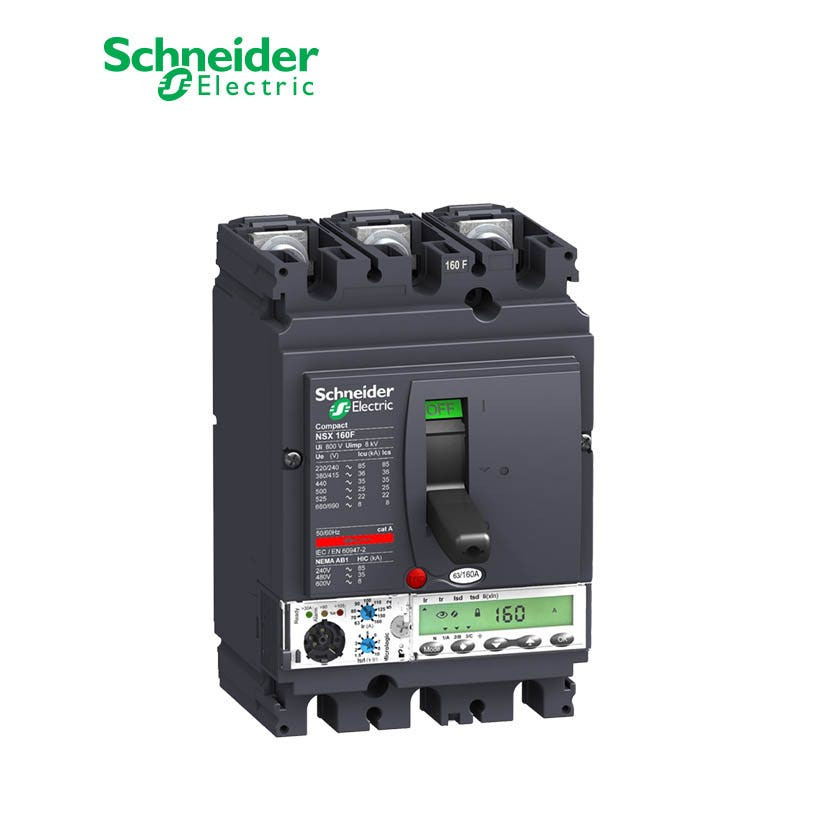 شنايدر - قاطع رئيسي 100 أمبير - ComPact NSX160F, 3P 3d, 36kA at 415 VAC, MicroLogic 5.2A Trip Unit 100A