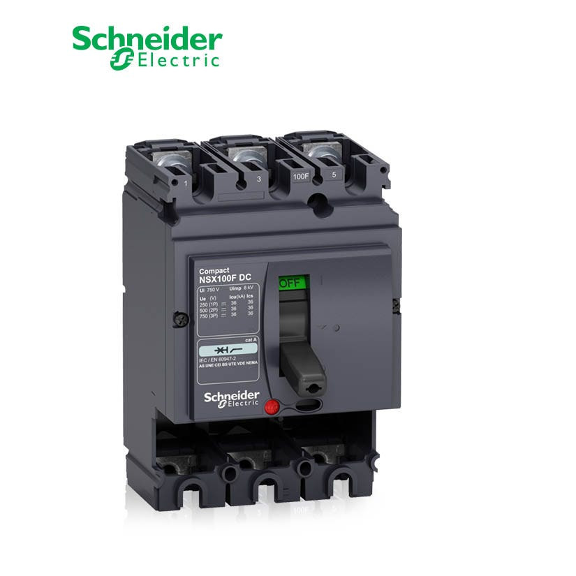 شنايدر - قاطع رئيسي 100 أمبير - ComPact NSX100F DC, 100A, 3P, 36kA at 750 VDC, w/o Trip Unit