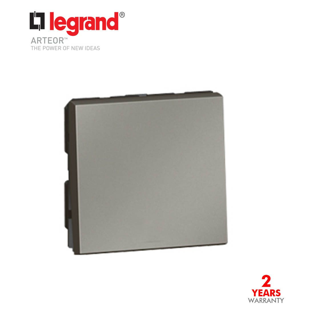 LEGRAND - 1-Way Push-Button Arteor, 2 Modules, Magnesium