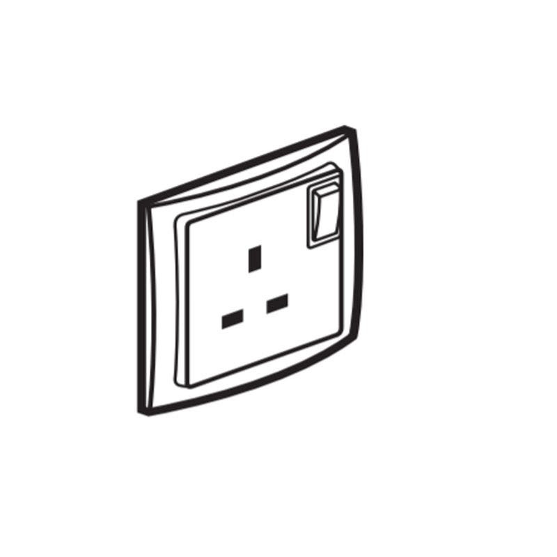 DISCONTINUED LEGRAND - Double Pole British Standard Socket Outlet Mallia, switched, 1 Gang, 13 A 250 V~