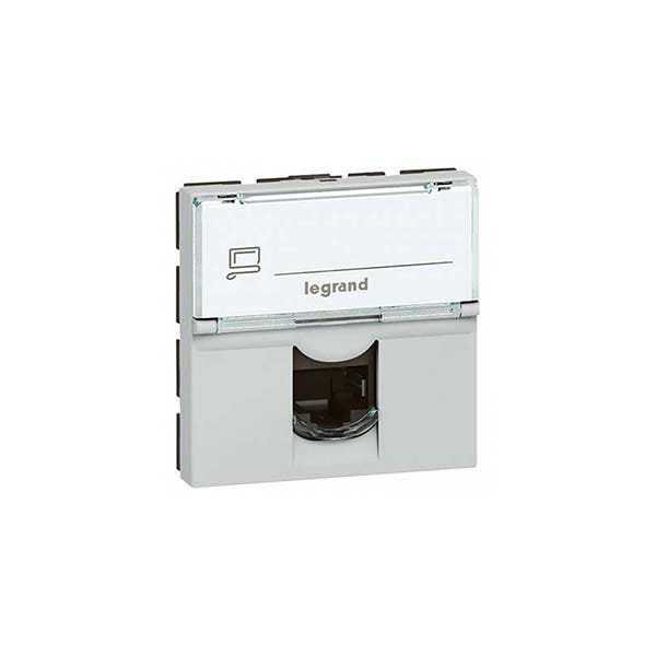 LEGRAND - Adaptor for Data Socket Arteor, for Keystone Single Connector, 2 Modules, Soft Aluminium