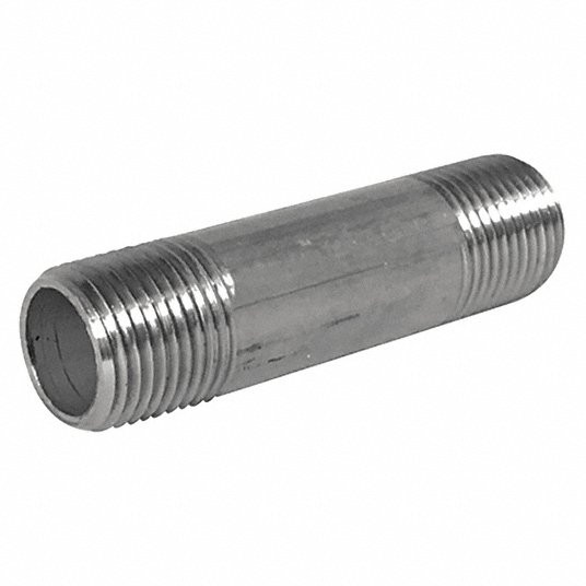 Nipple: 3/4Inch, Male, NPT, 304 Stainless Steel, 1 1/8Inch L, Fully Threaded