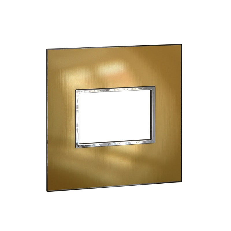 LEGRAND - Plate Arteor, US, 3 Modules, Square, 4''x4'', Gold Brass