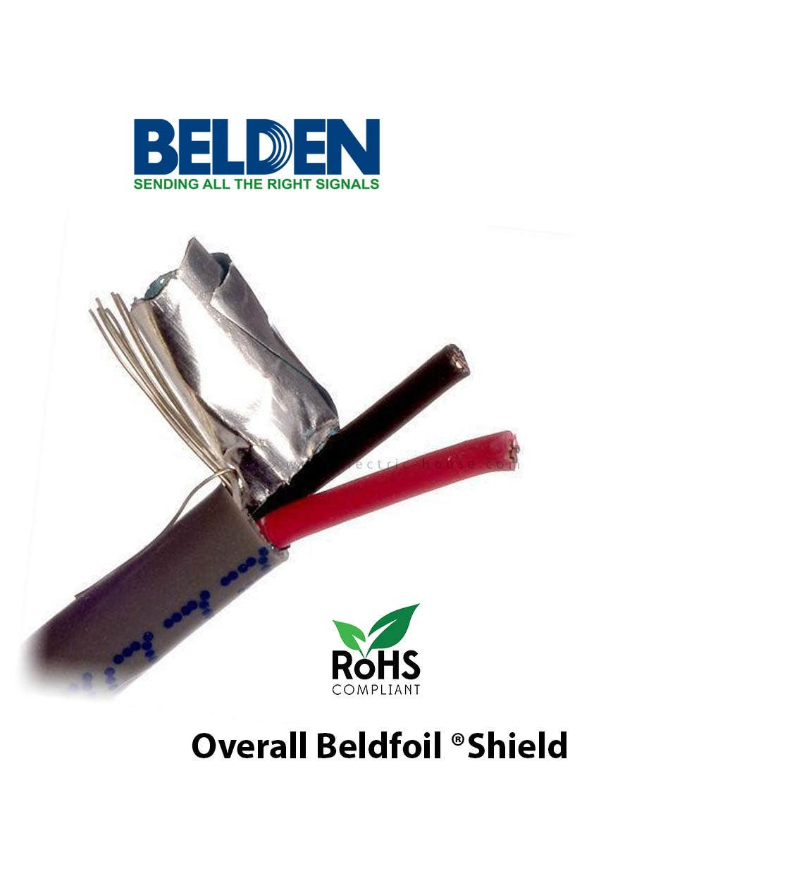 BELDEN - 2C*18 AWG Security Audio Cmr CU/PP/FS/FR/PVC, Grey, 305 Meters/Roll