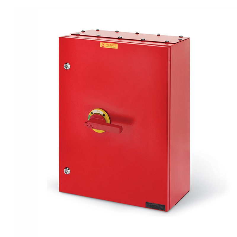SCAME - Enclosed Switch Disconnector, 250A, 3P+N, IP65, 300x500x200mm, K2, IK10, Emergency, Yellow/Red, Fire Rated