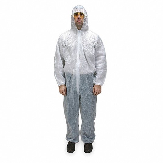 Hooded Disposable Coveralls, Hooded, Size L, PK 25