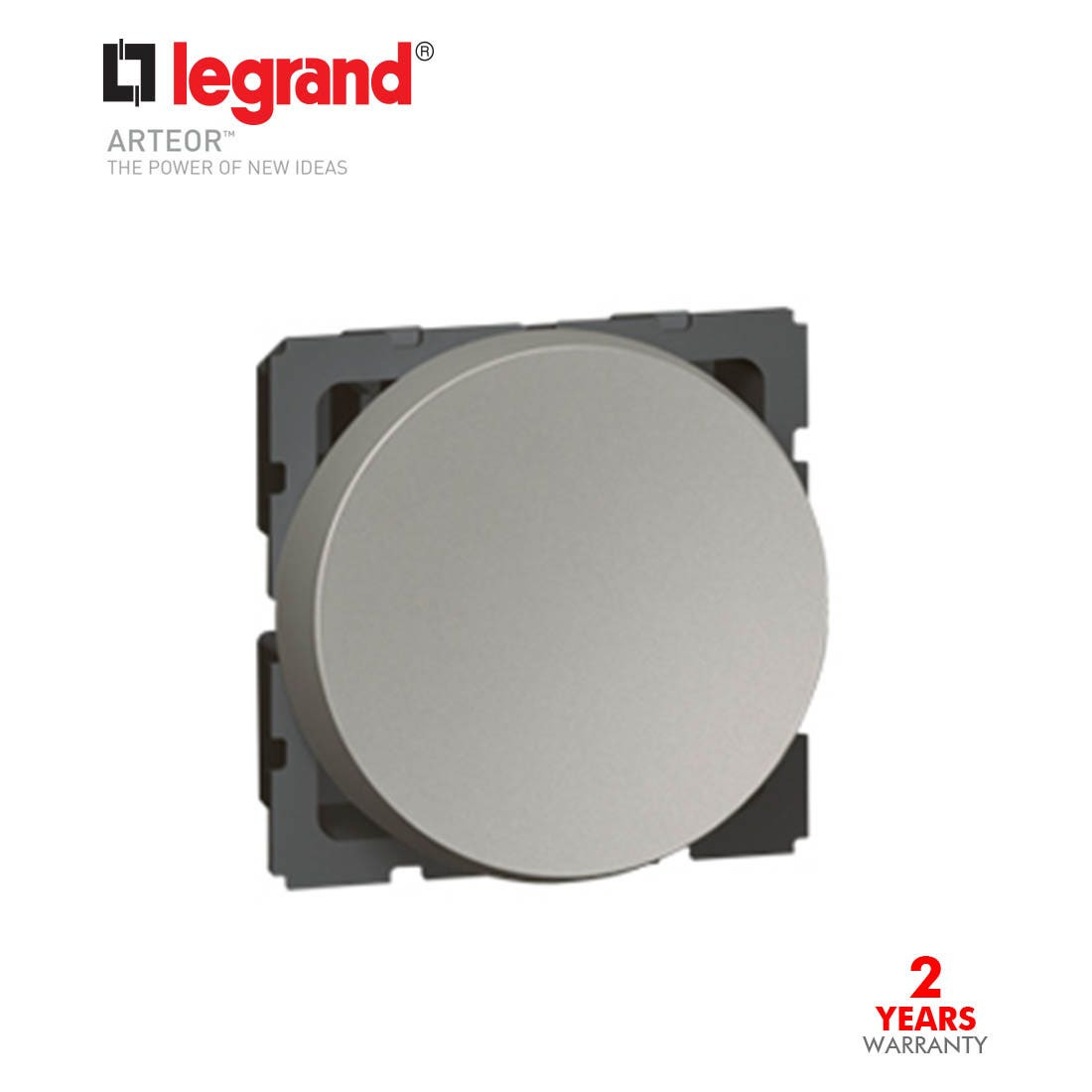 LEGRAND - 1-Way Switch Arteor, 10 AX 250 V~, Round, 2 Modules, Magnesium