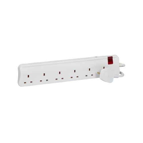 Legrand British Standard Power Strip - 13 Amp - 6 Sockets - 3m Length - White - 698526