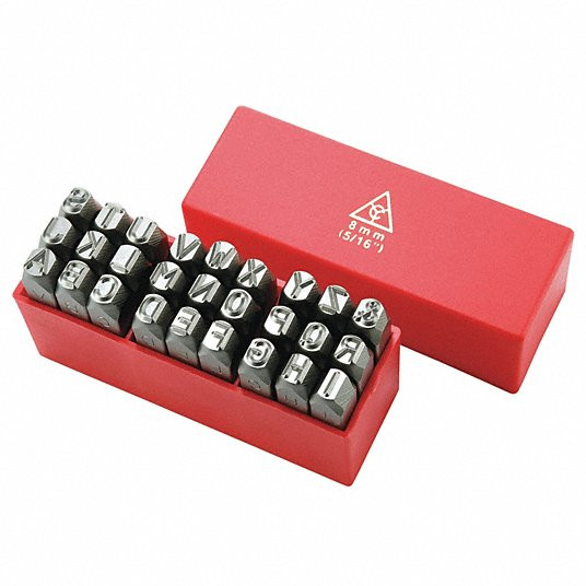 Letter Stamp Set, Size 1/4 inch x 2-3/8 inch, 27 Pieces