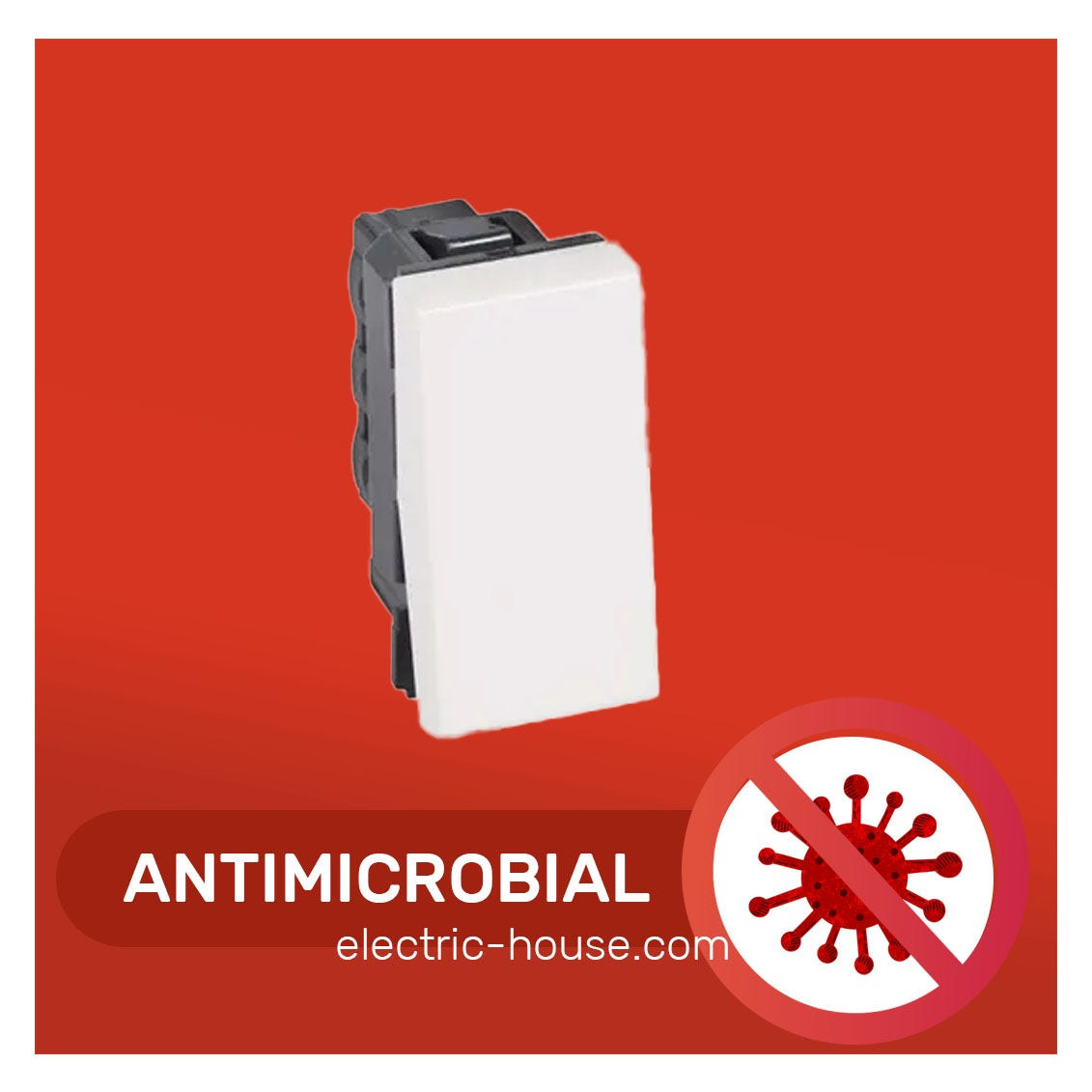 LEGRAND - Pushbutton 6A 1Way 2Mod Antimicrobial