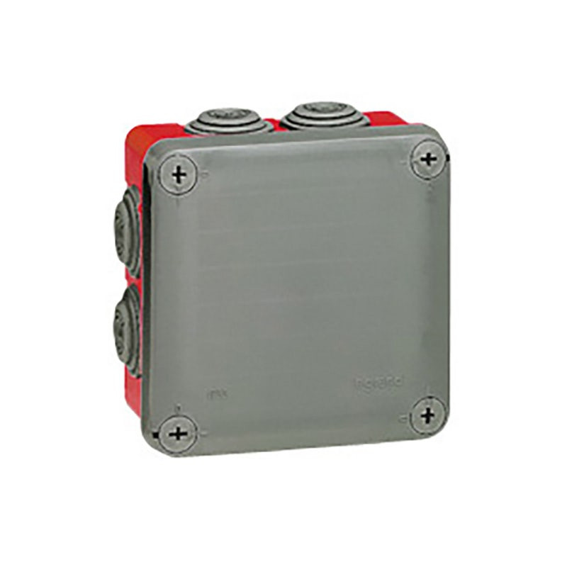 LEGRAND - Plexo Box Square with 7 Glands, IP55, IK07, 105x105x55mm, Grey/Red