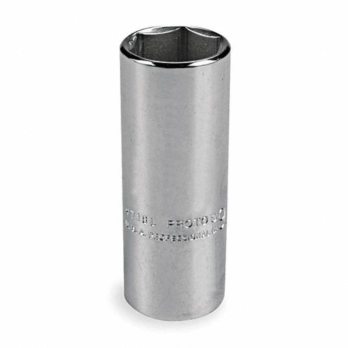 Socket, 1/4 inch Drive Size, 9/16 inch Socket Size, 6-Point, Alloy Steel, Deep Depth, Chrome Finish